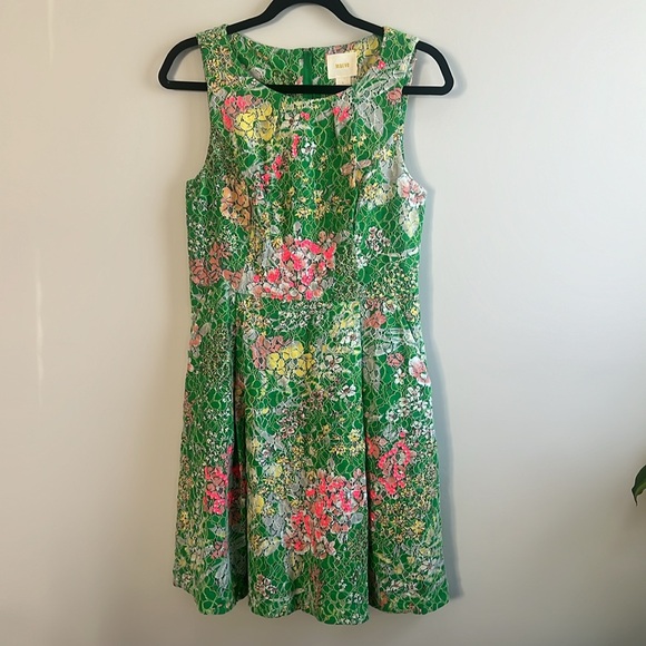 Anthropologie Green Floral Dress - Picture 2 of 7